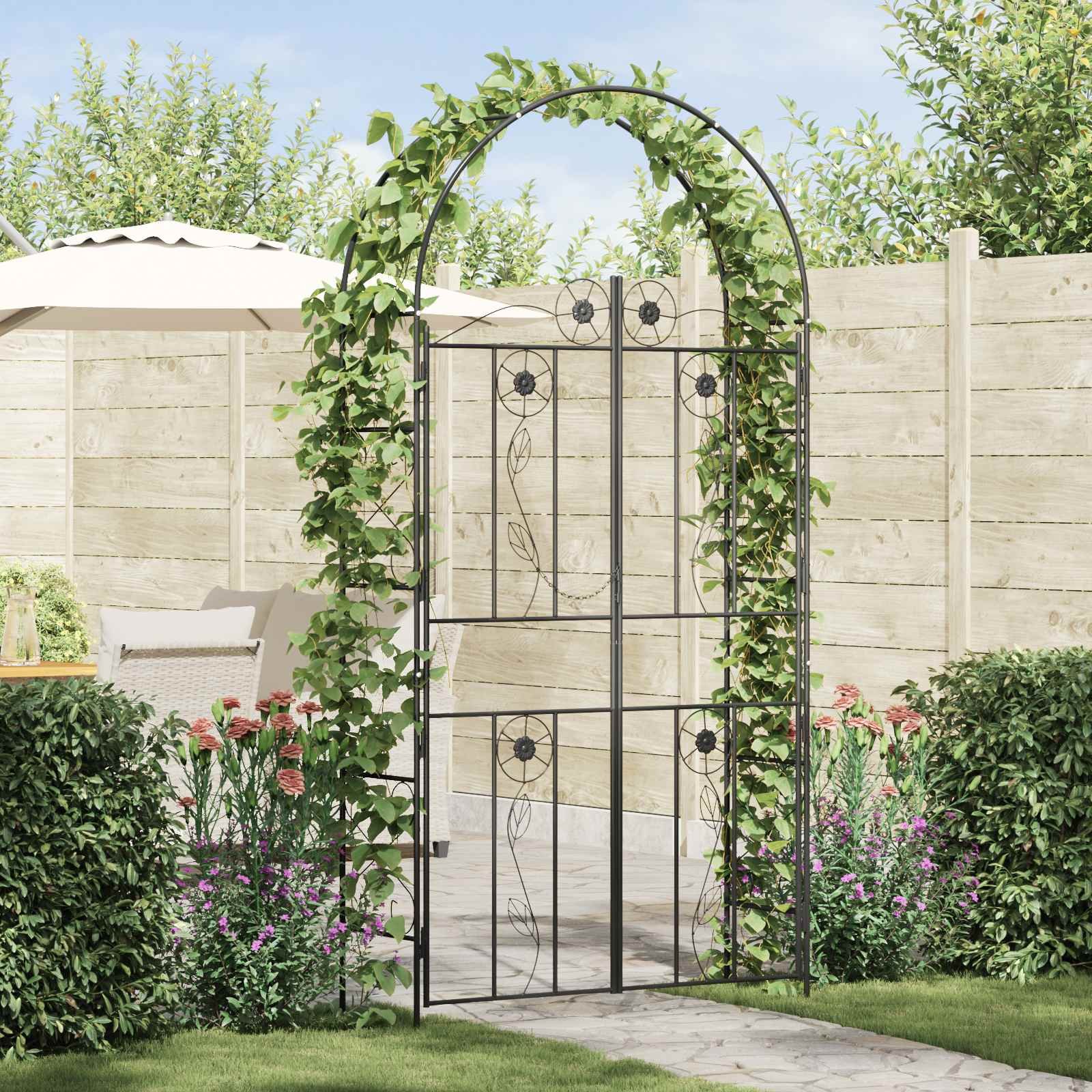 Walplus Garden Arch Plain - Black - 115 x 37 x 226 cm