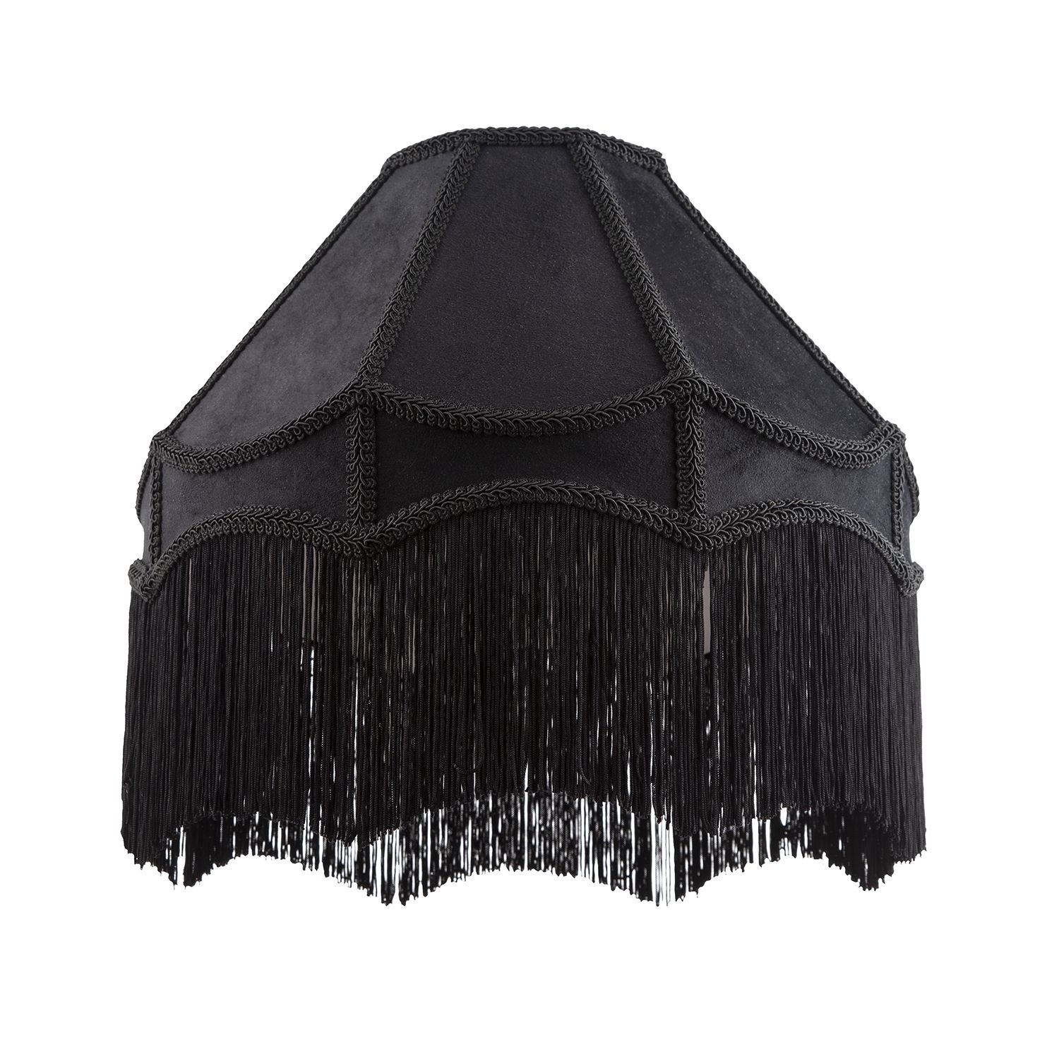 Happy Homewares Victorian Empire in Jet Black with Tassels Lampshade - 40cm