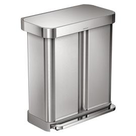 Design Trend Silver Stainless Steel Recycling Trash Can Tower with Multiple Compartments 2 x 8 L & 20 L 