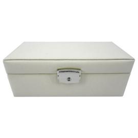 Cream Faux Leather Jewellery Box with Lock