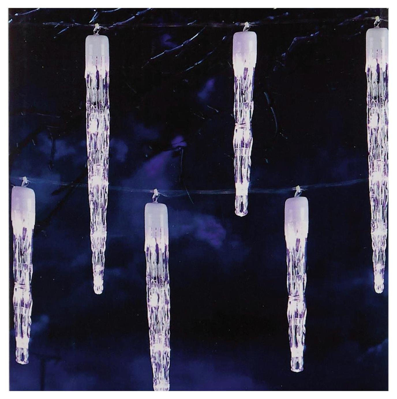 Premier Decorations 72 White LED Christmas Icicles Lights