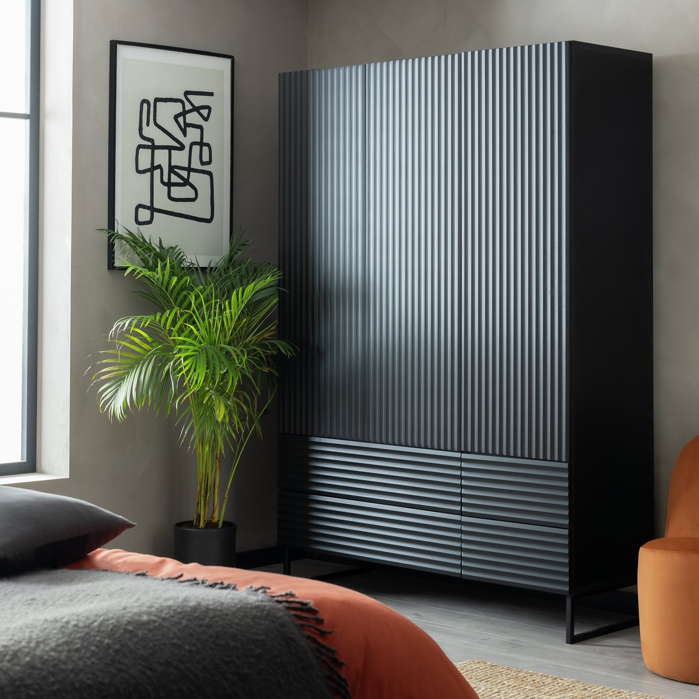 Habitat Cairo 3 Door 4 Drawer Wardrobe - Black