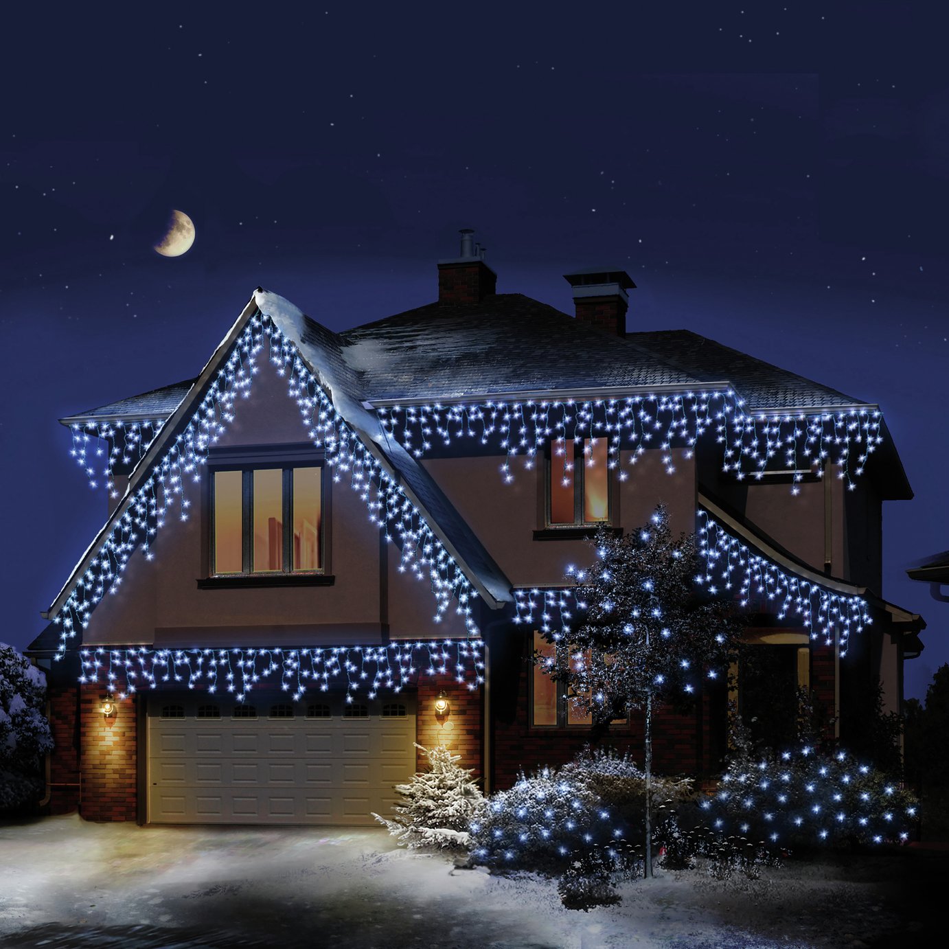 Premier Decorations 720 White LED Christmas Icicles Lights