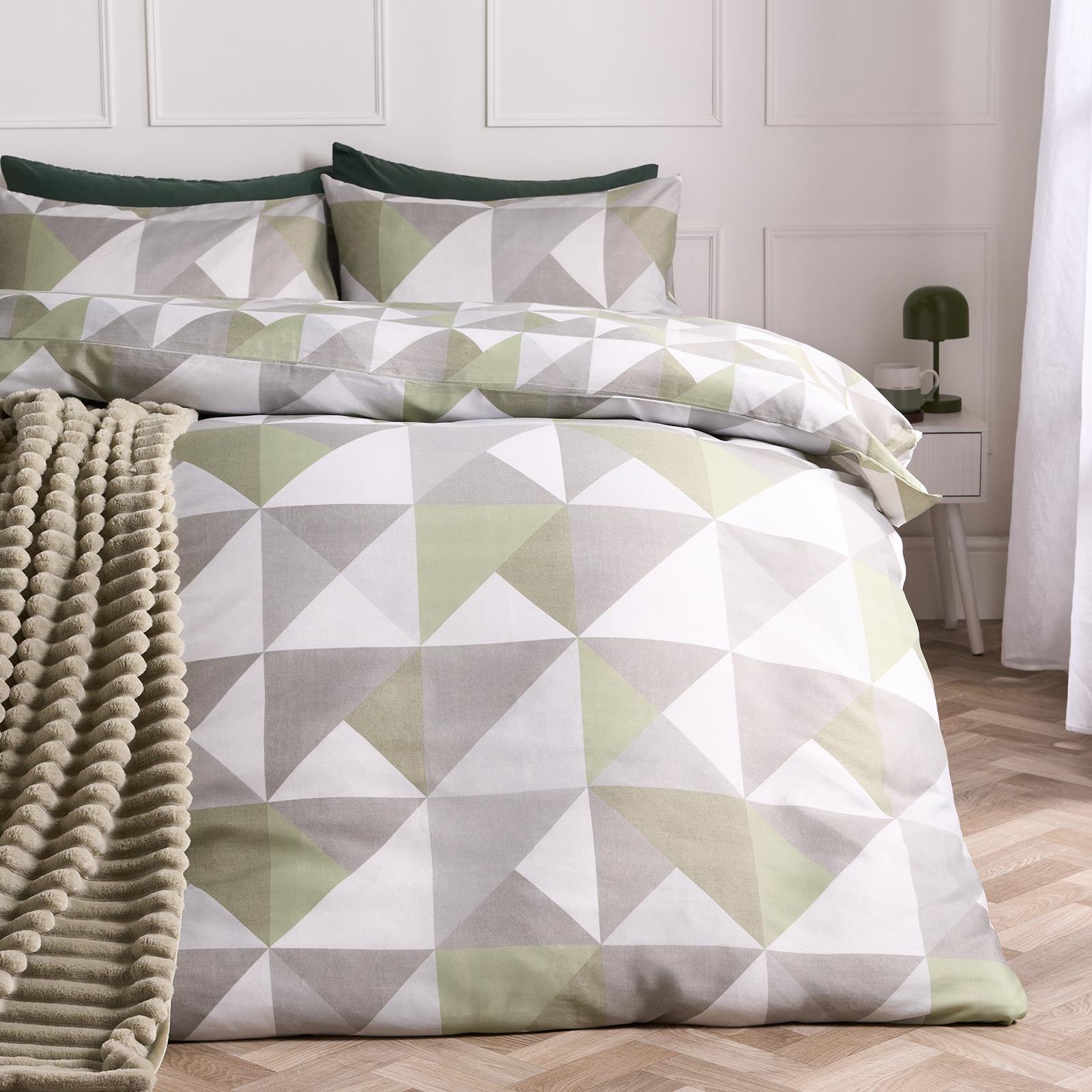 OHS Geo Duvet Cover Set Sage - Double