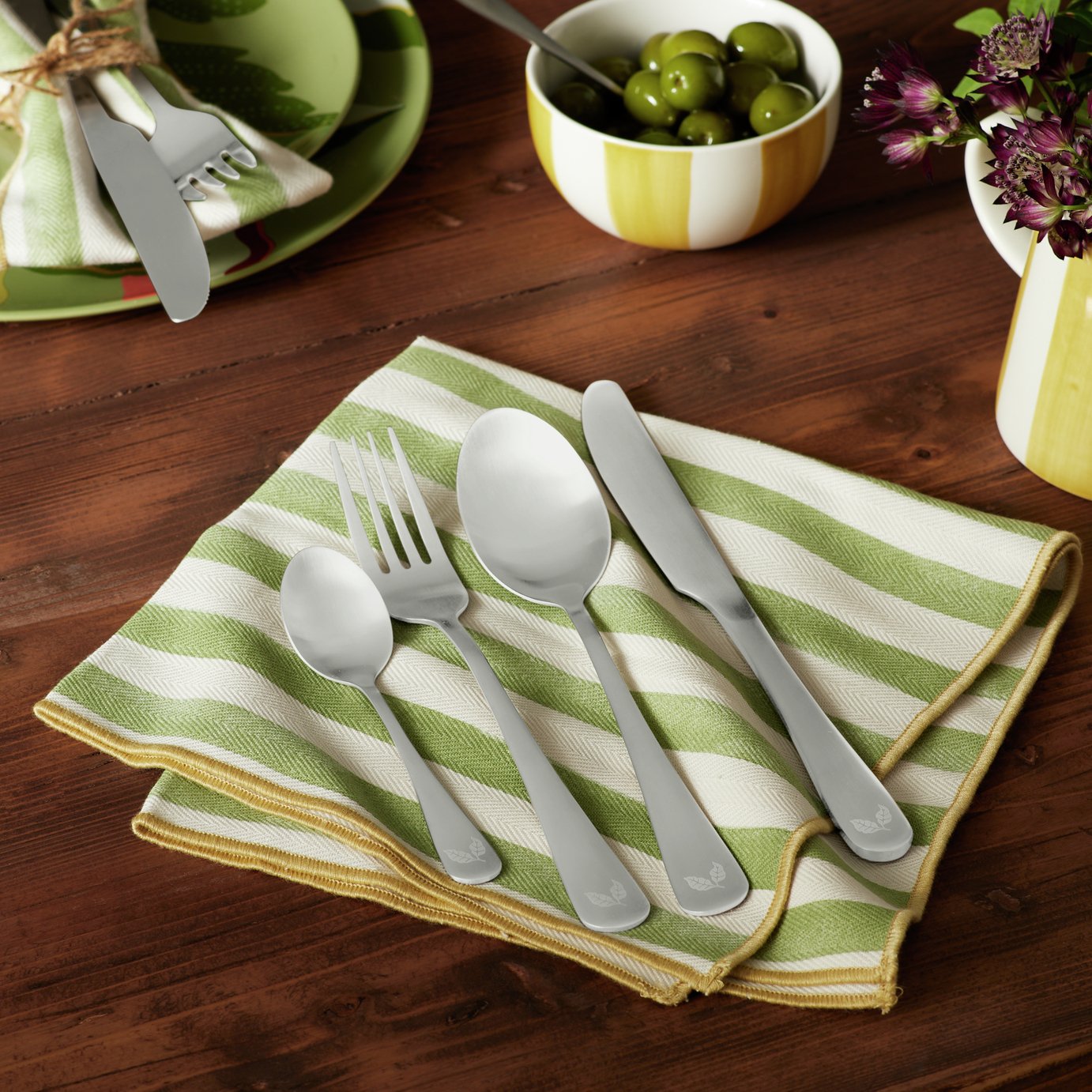 Habitat x Sanderson & National Trust 16pc Satin Cutlery Set