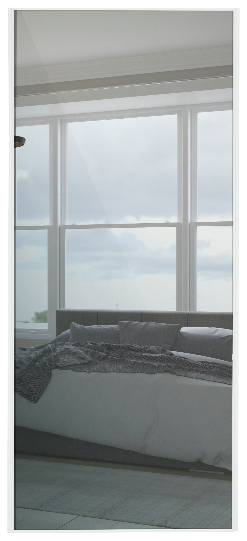 Spacepro Silver Frame Mirror Sliding Door 36Inch