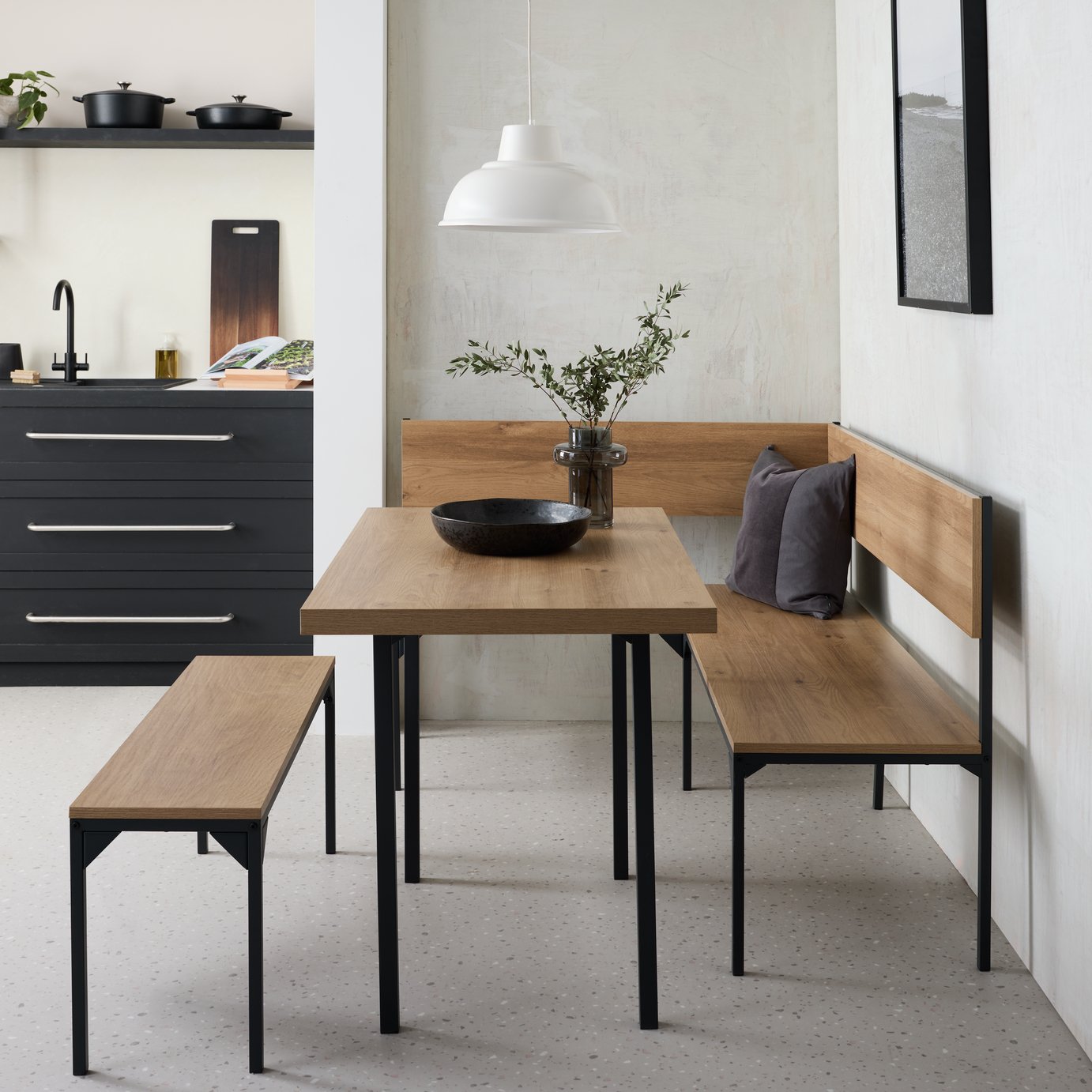 Argos Home Loft Living Dining Table & 2 Benches