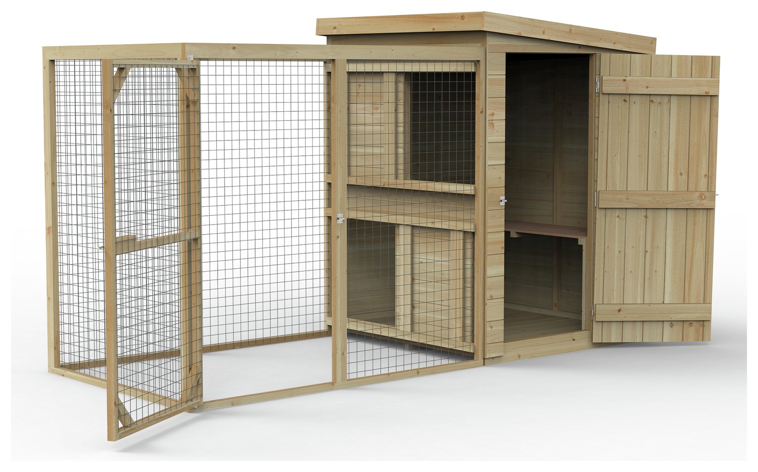 Forest Garden Wooden Dog Kennel with Run