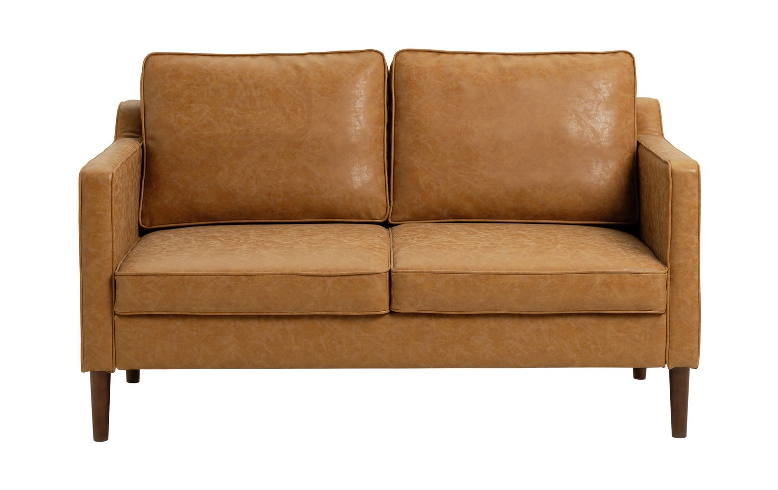 Argos Home Knox Faux Leather 2 Seater Sofa - Tan