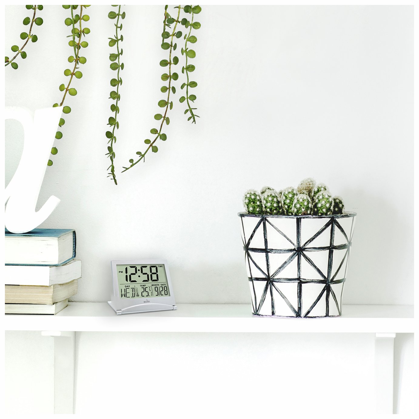 Acctim Mini Flip LCD Display Travel Alarm Clock - Silver