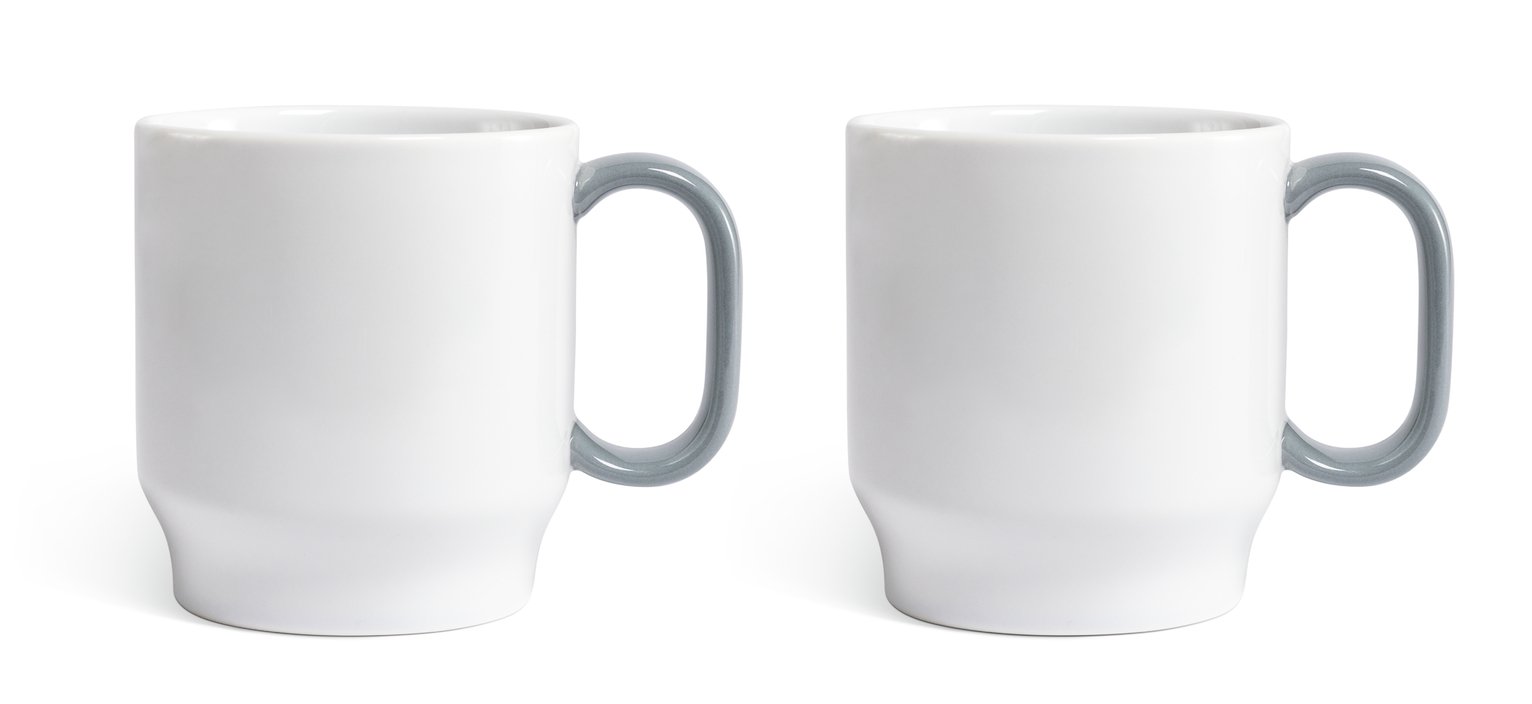 Designed By Sebastian Conran Set of 2 Porcelain Mugs - Grey