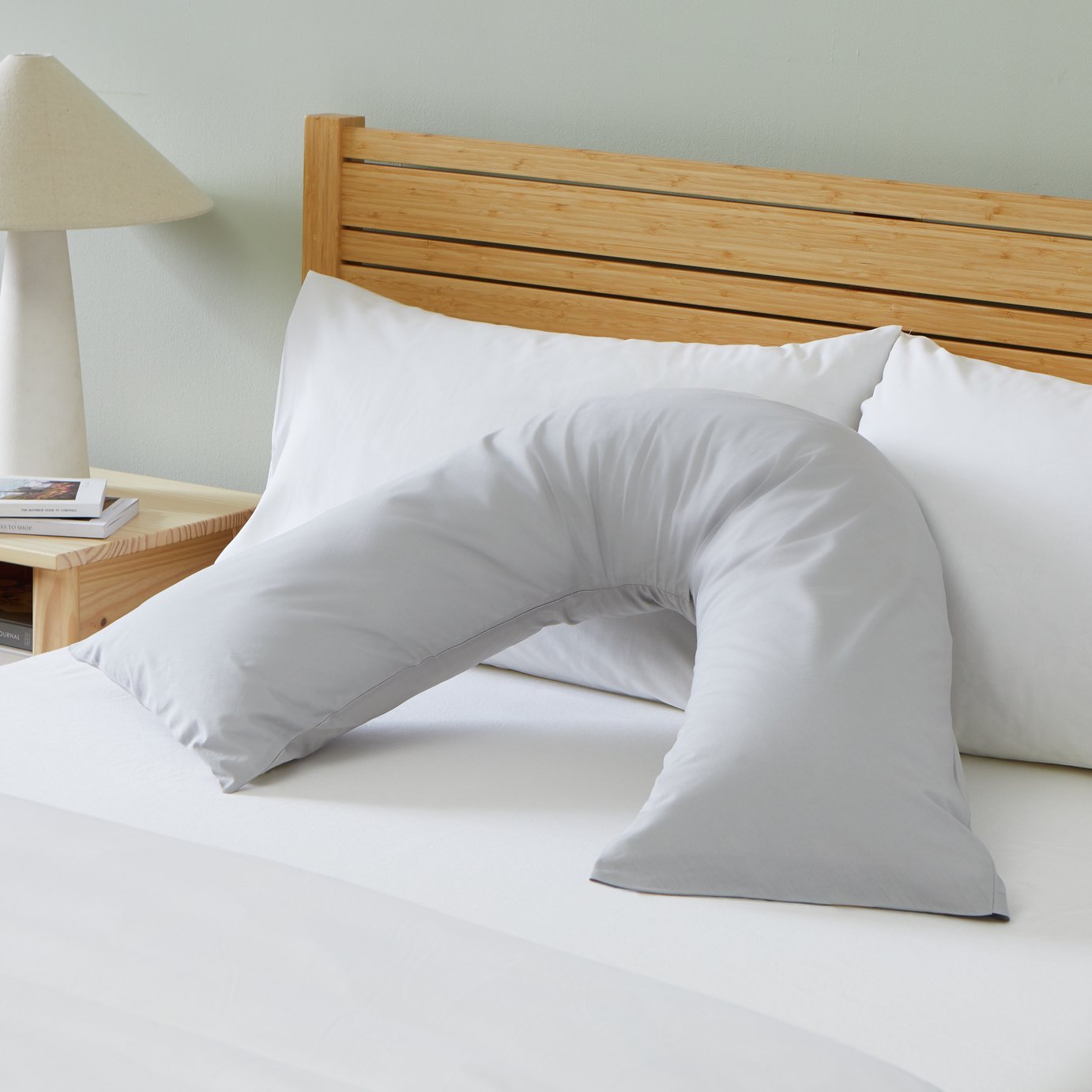Habitat Cotton Rich 180 TC V Shape Pillowcase Pair-Dove Grey