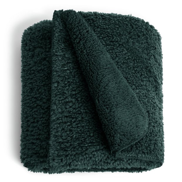 Buy Habitat Faux Shearling Throw Green 125X150cm Blankets