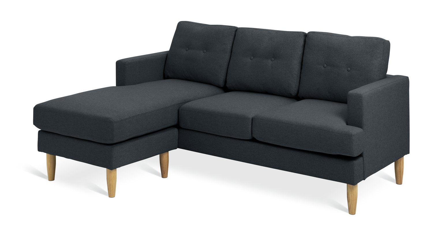 Habitat Joshua Fabric Reversible Chaise Corner Sofa-Charcoal