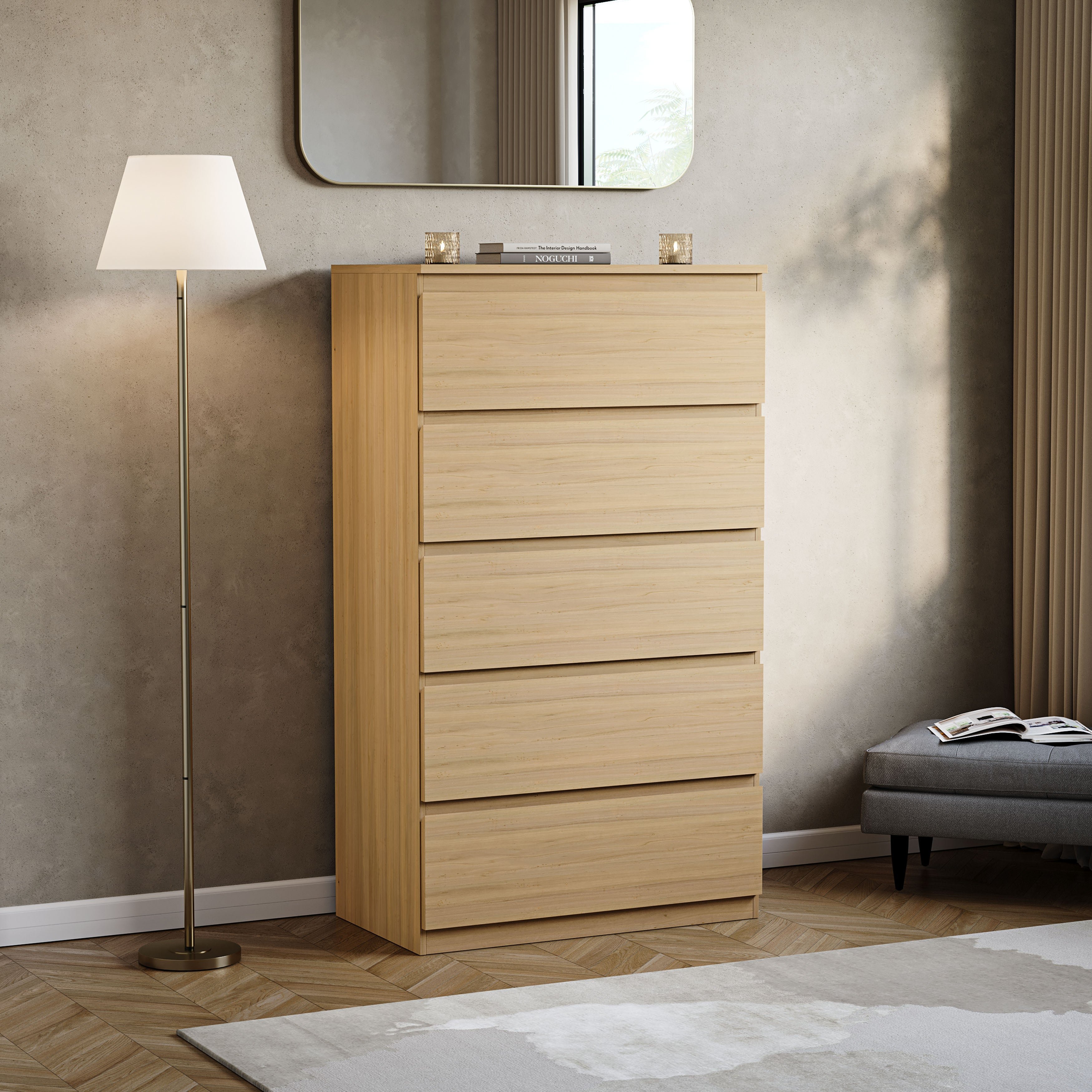 Vida Designs Denver 5 Drawer Chest - Pine