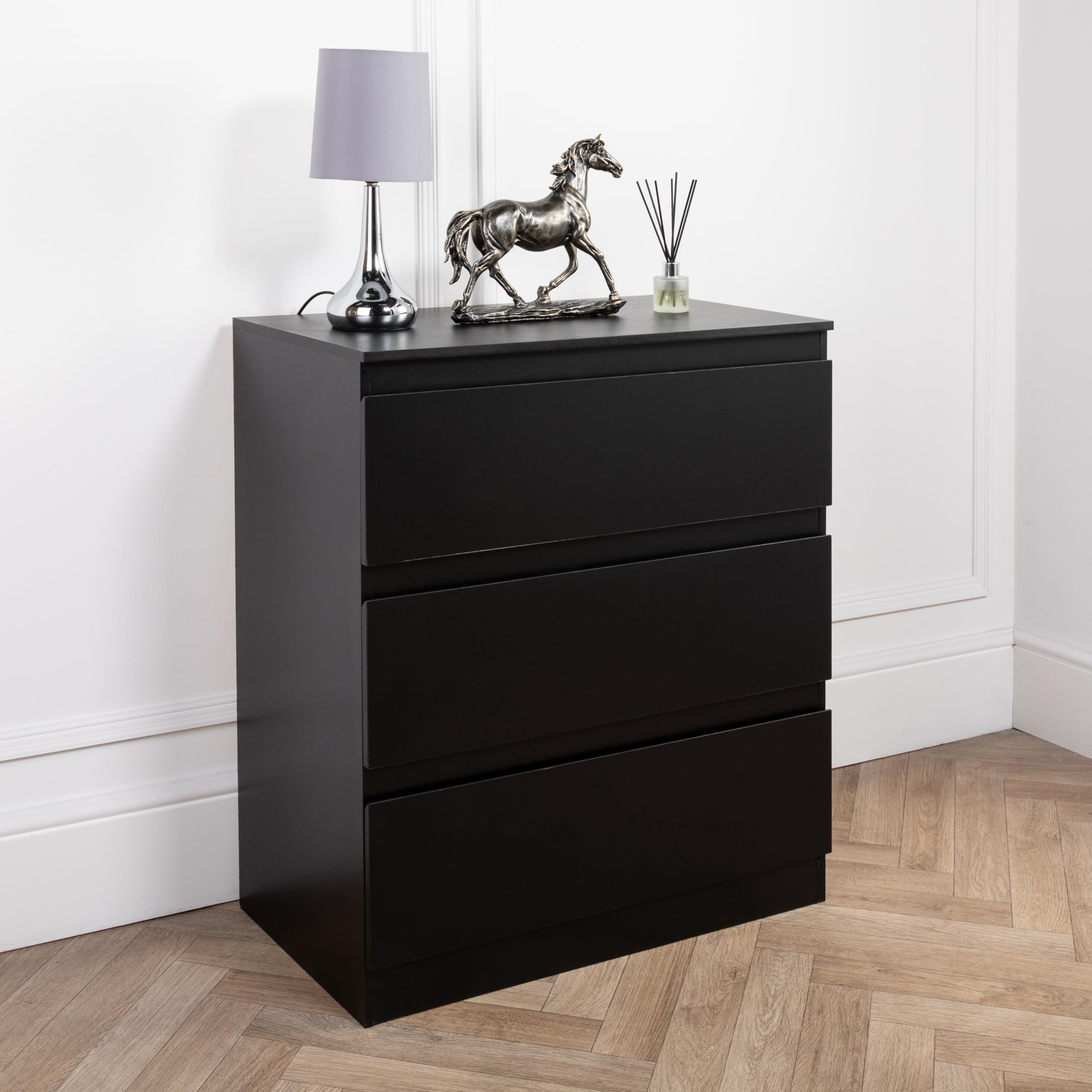 Home Treats Chest of 3 Drawers Wide - Black
