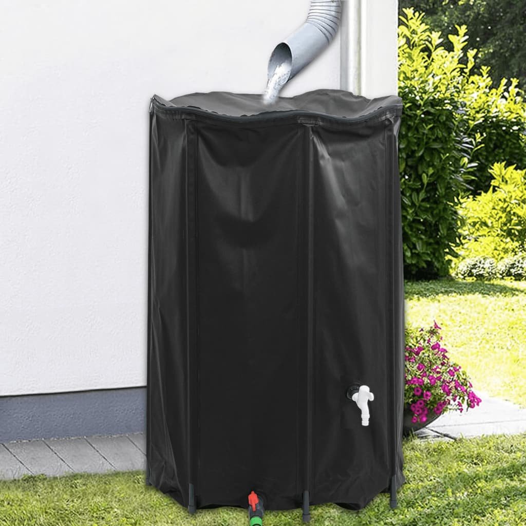 Walplus PVC Water Container with Tap Foldable 1000 L - Black - 100 x 120 cm