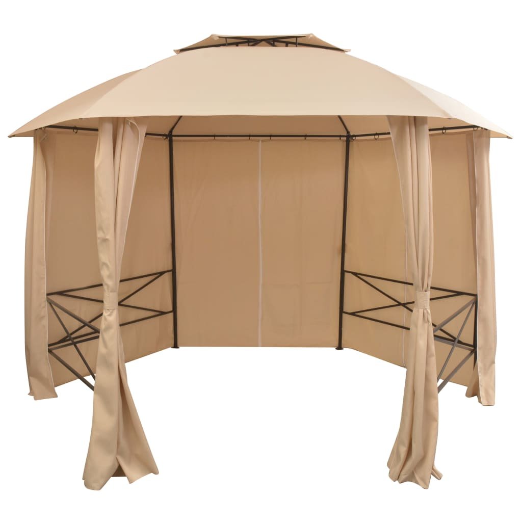 Walplus 360 x 265 cm Hexagonal Garden Marquee Pavilion Tent with Curtains