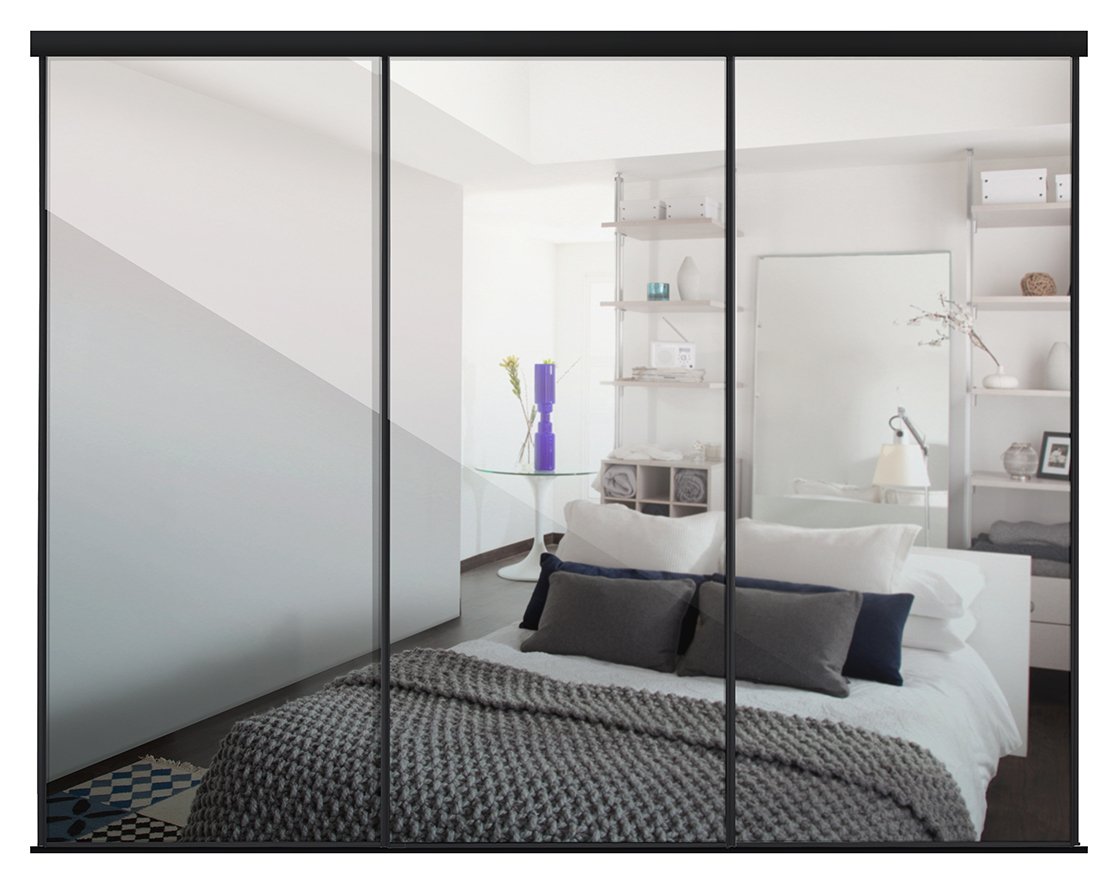 Spacepro Black Frame Mirror Sliding Door Kit