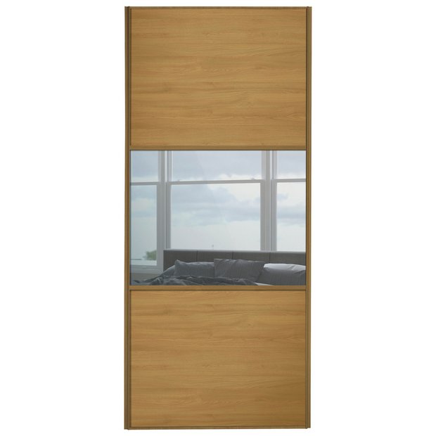 Buy Sliding Wardrobe Door W914mm 3 Panel Oak Mirror Sliding