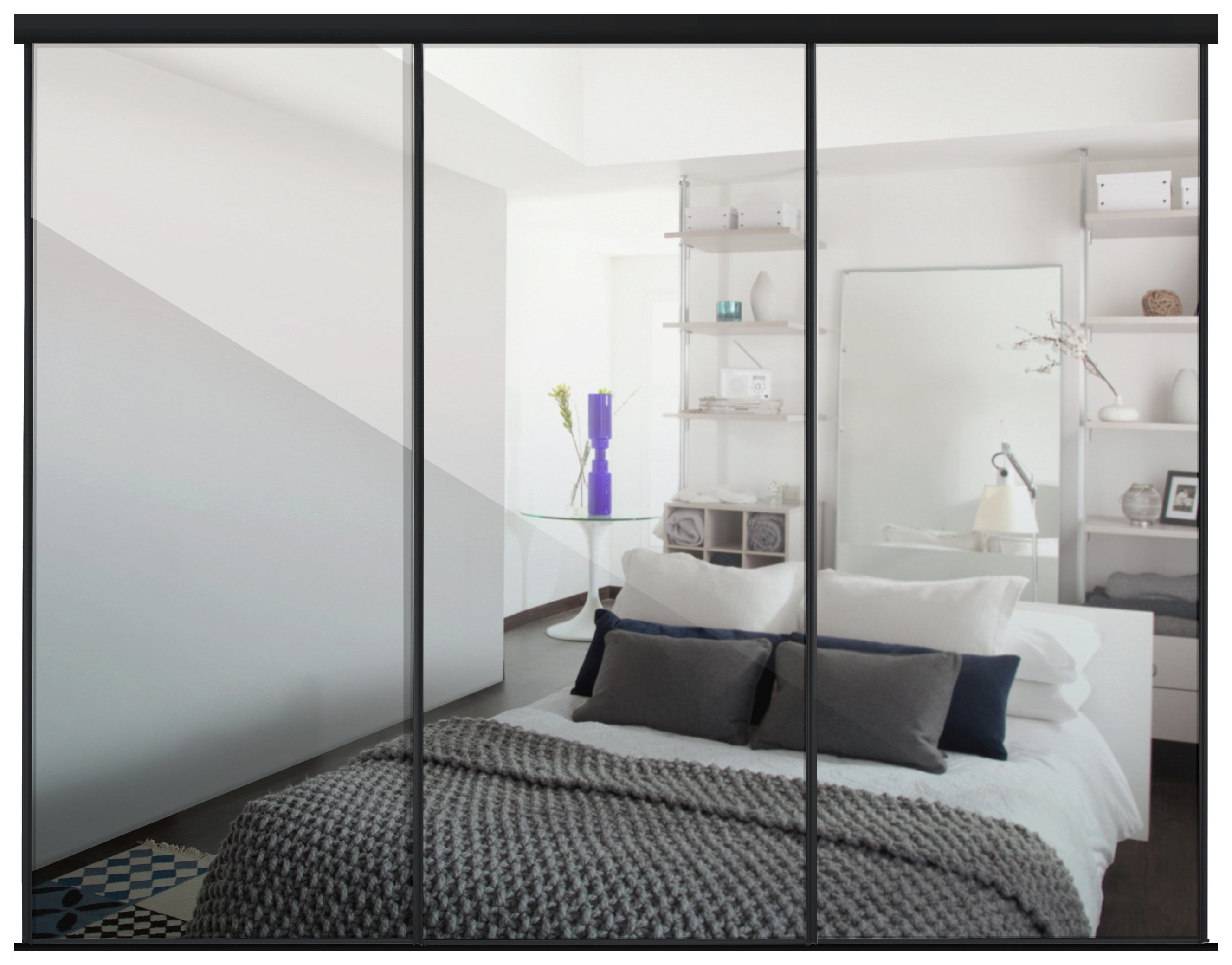 Spacepro Black Frame Mirror Sliding Door Kit