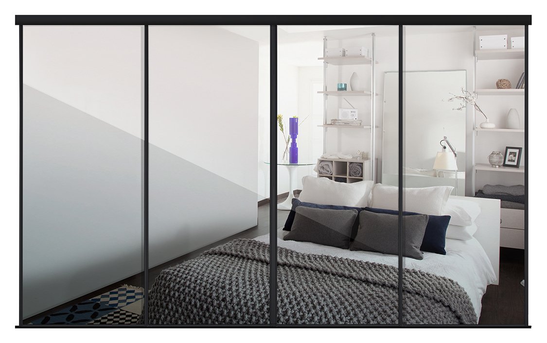 Spacepro Black Frame Mirror Sliding Door Kit W2978mm