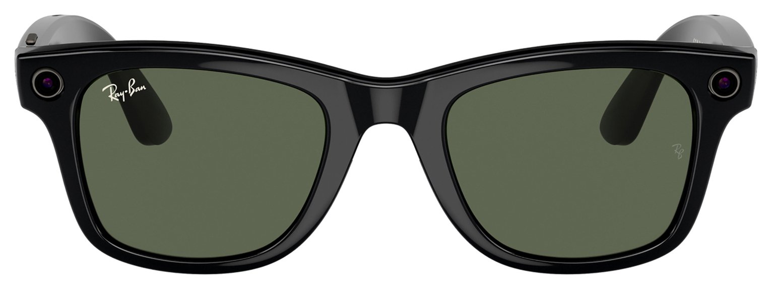 Ray-Ban Meta Wayfarer Glasses - Shiny Black, G15 Green