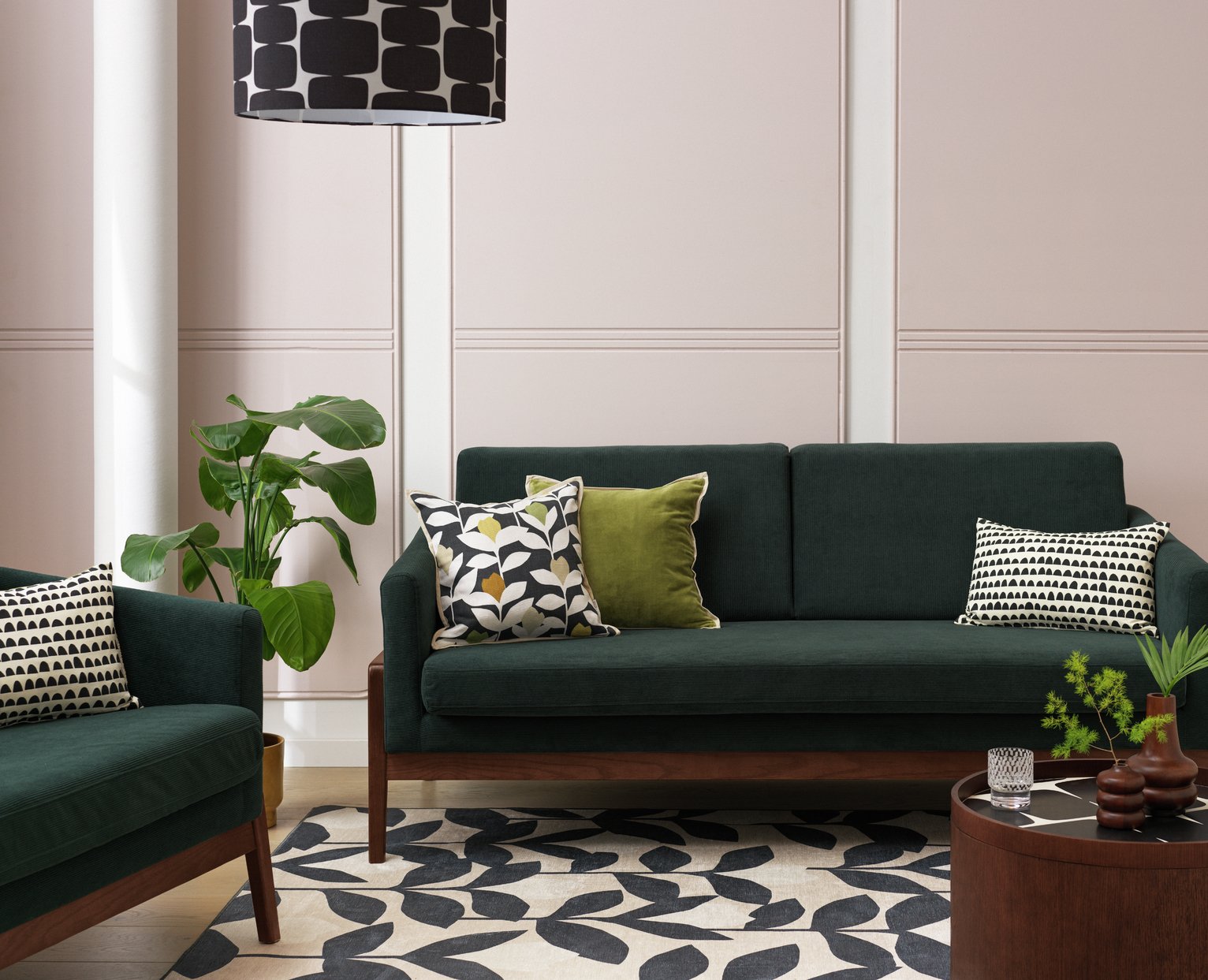 Habitat x Scion Esala Fabric 3 Seater Sofa - Green