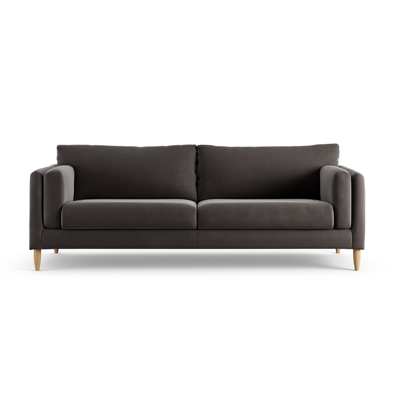 Habitat Newington Velvet 4 Seater Sofa - Grey - Ash Leg