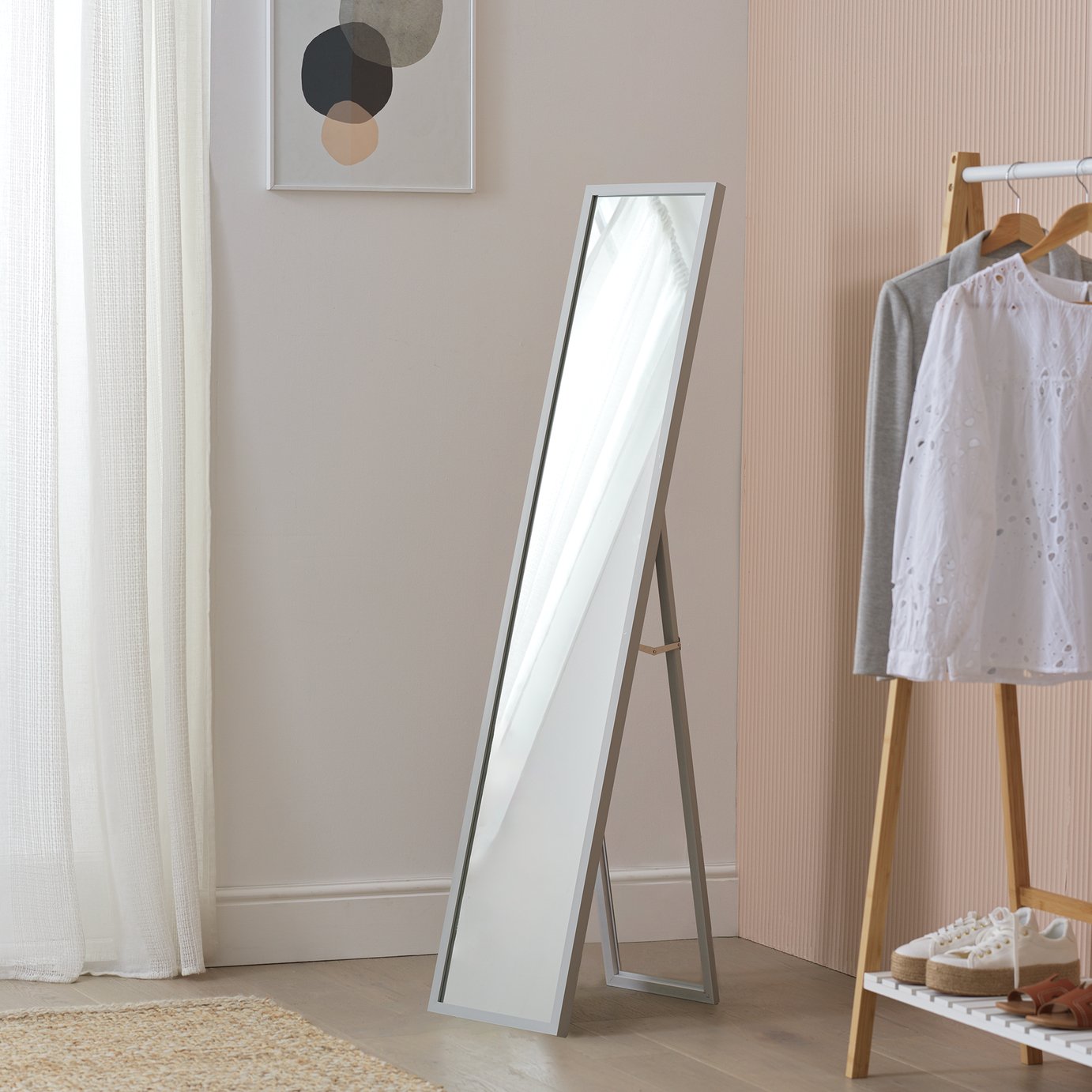 Home Essentials Grey Free Standing Cheval Mirror - 150x30cm