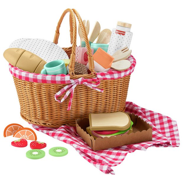 Buy Fisher Price Pretend Play Set Wooden Picnic Basket with Food Role play toys Argos