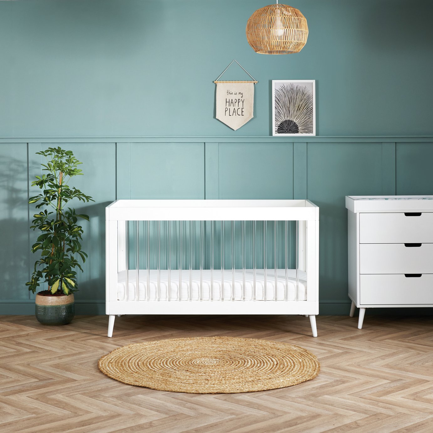 Obaby Maya Cot Bed - White with Acrylic