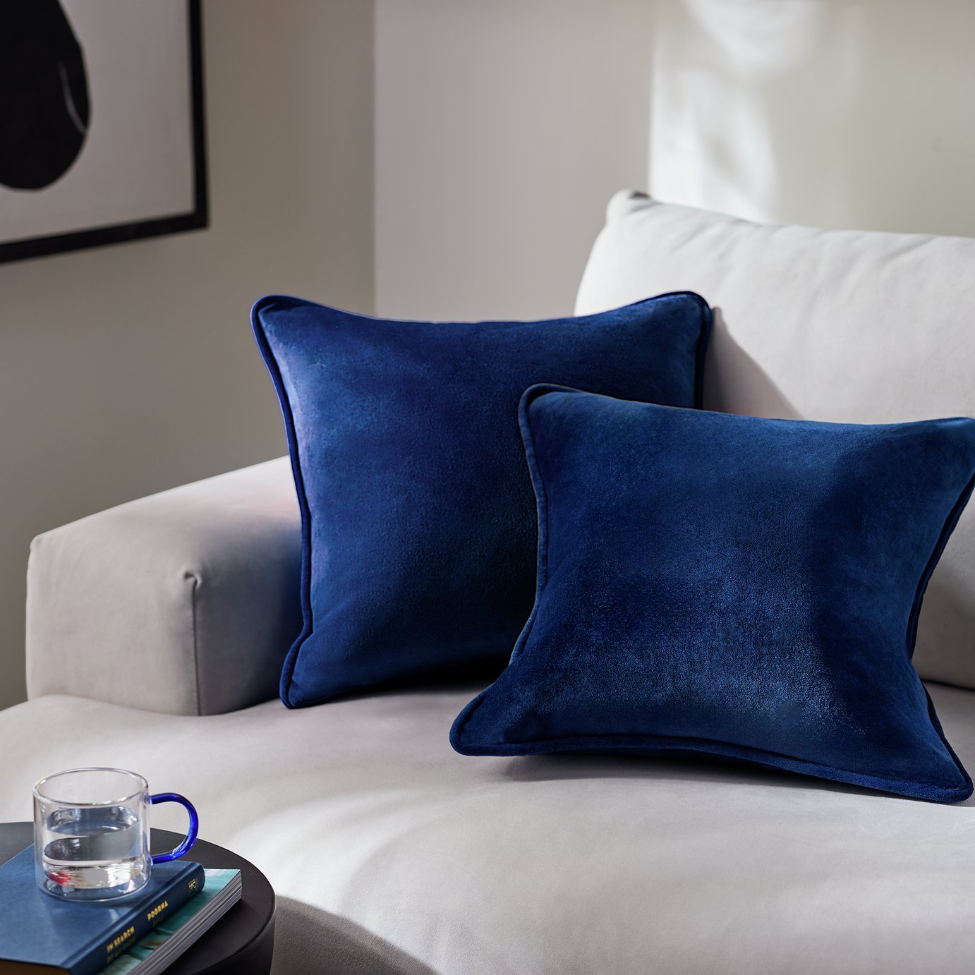 Habitat Velvet Cushion Cover - 2 Pack - Navy - 43x43cm