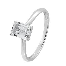 Revere 9ct White Gold Emerald Cut Solitaire Ring