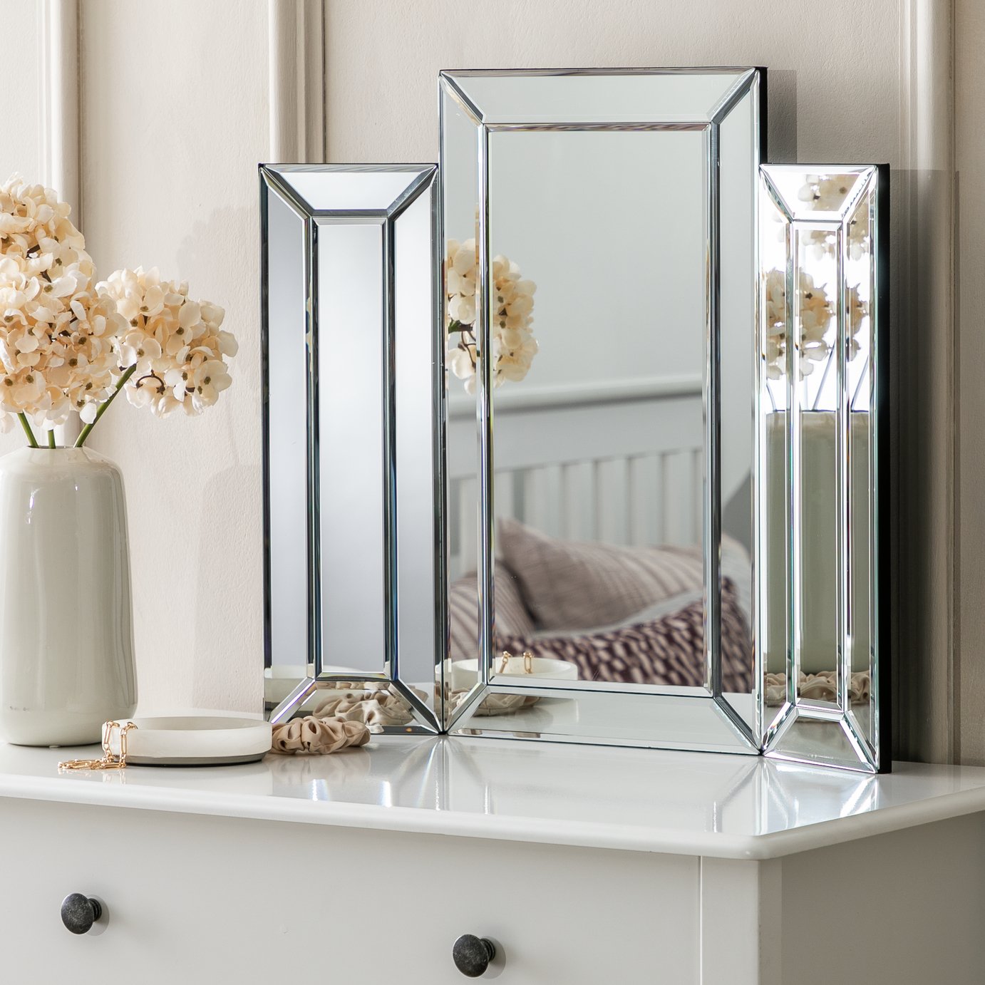 Habitat Black Folding Bevelled Dressing Table Mirror-50x56cm