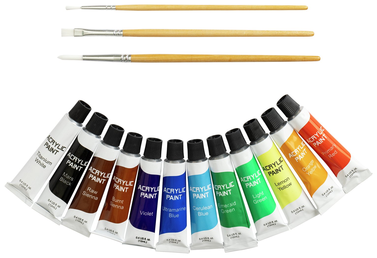 Argos  Pack Of 12 Acrylic Paints - Multicoloured