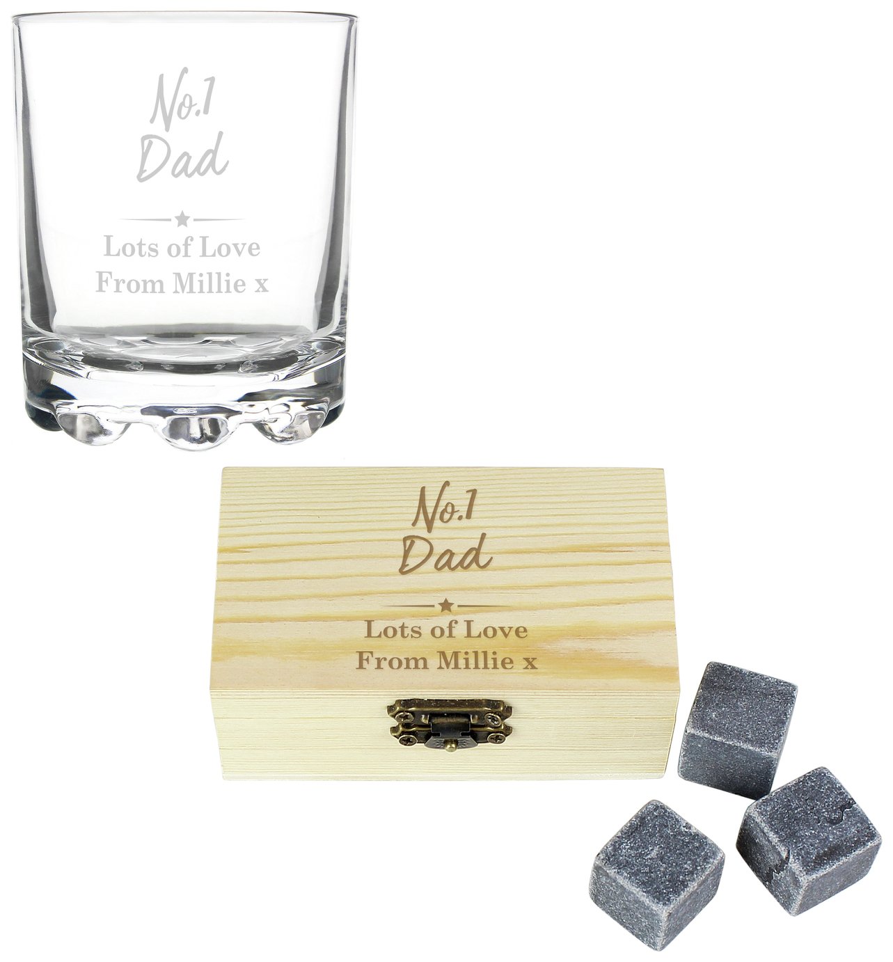 Personalised Message Number One Cooling Stones And Glass Set