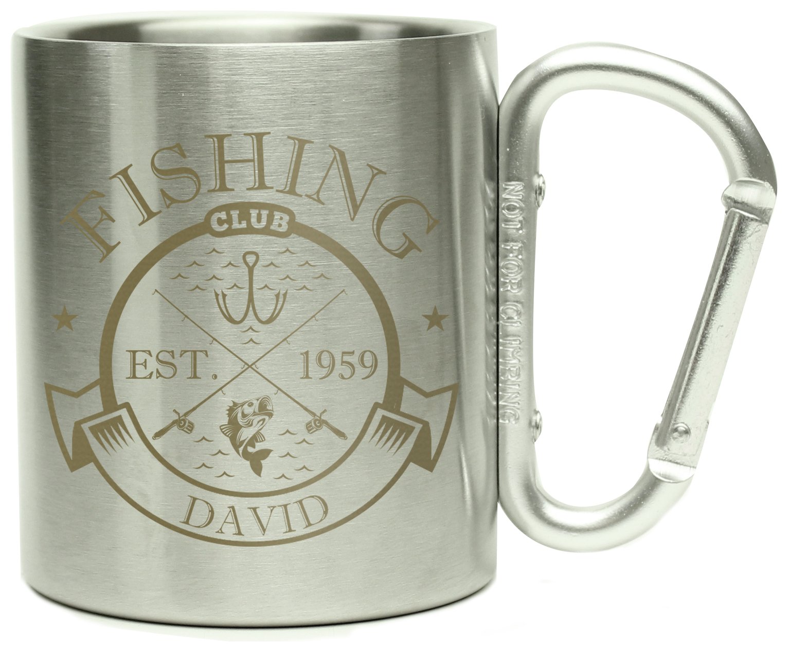 Personalised Message Fishing Club Stainless Steel Mug-Silver