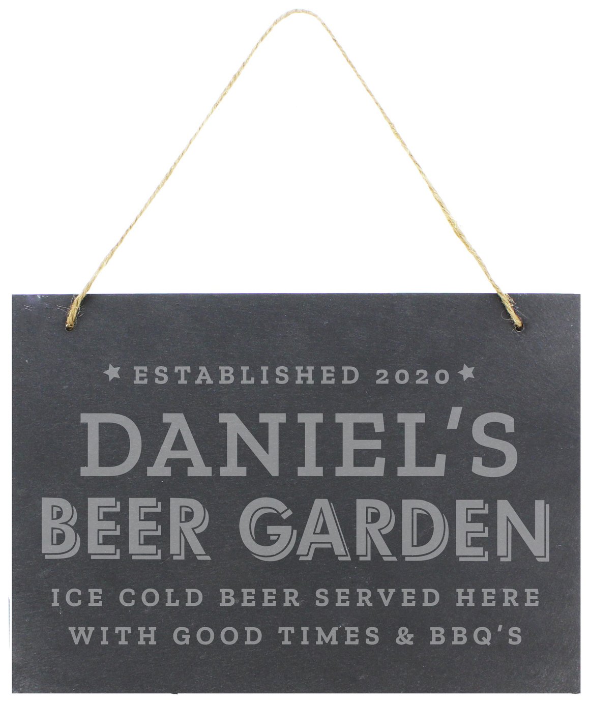 Personalised Message Beer Garden Hanging Large Slate Sign