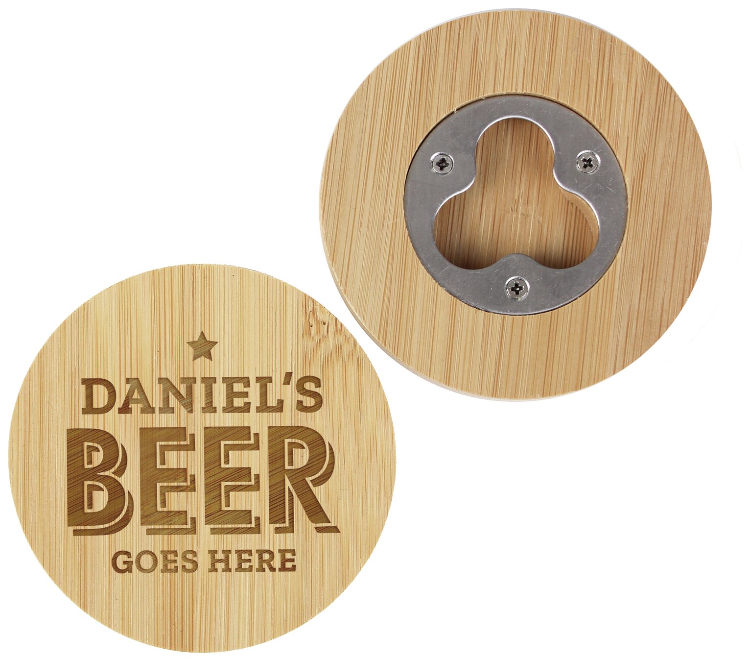 Personalised Message Beer Goes Here Bottle Opener Coaster