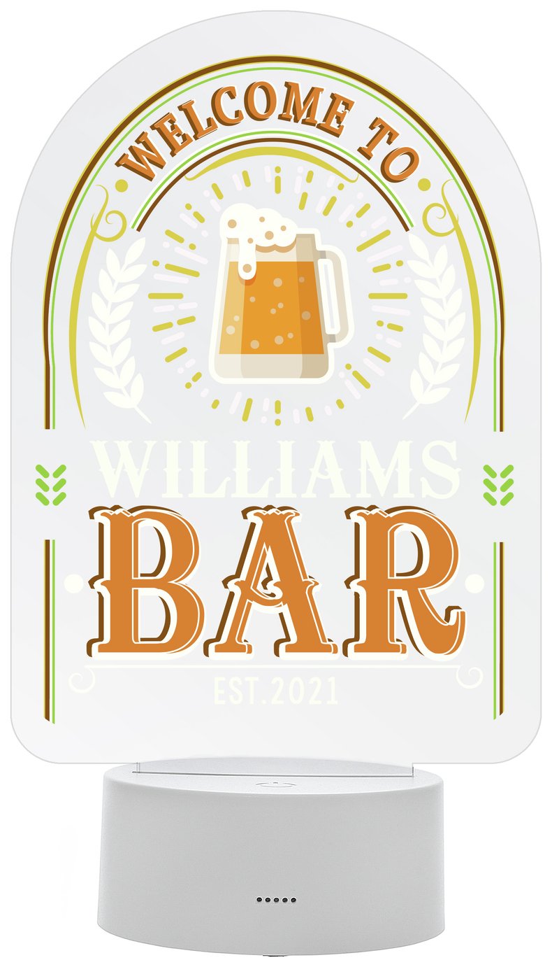 Personalised Message Welcome To bar LED Night Light