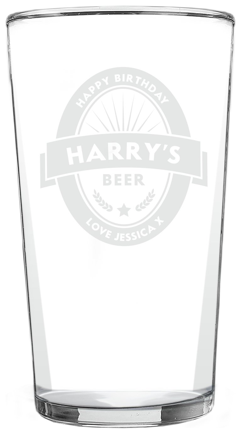 Personalised Message Beer Label Pint Glass
