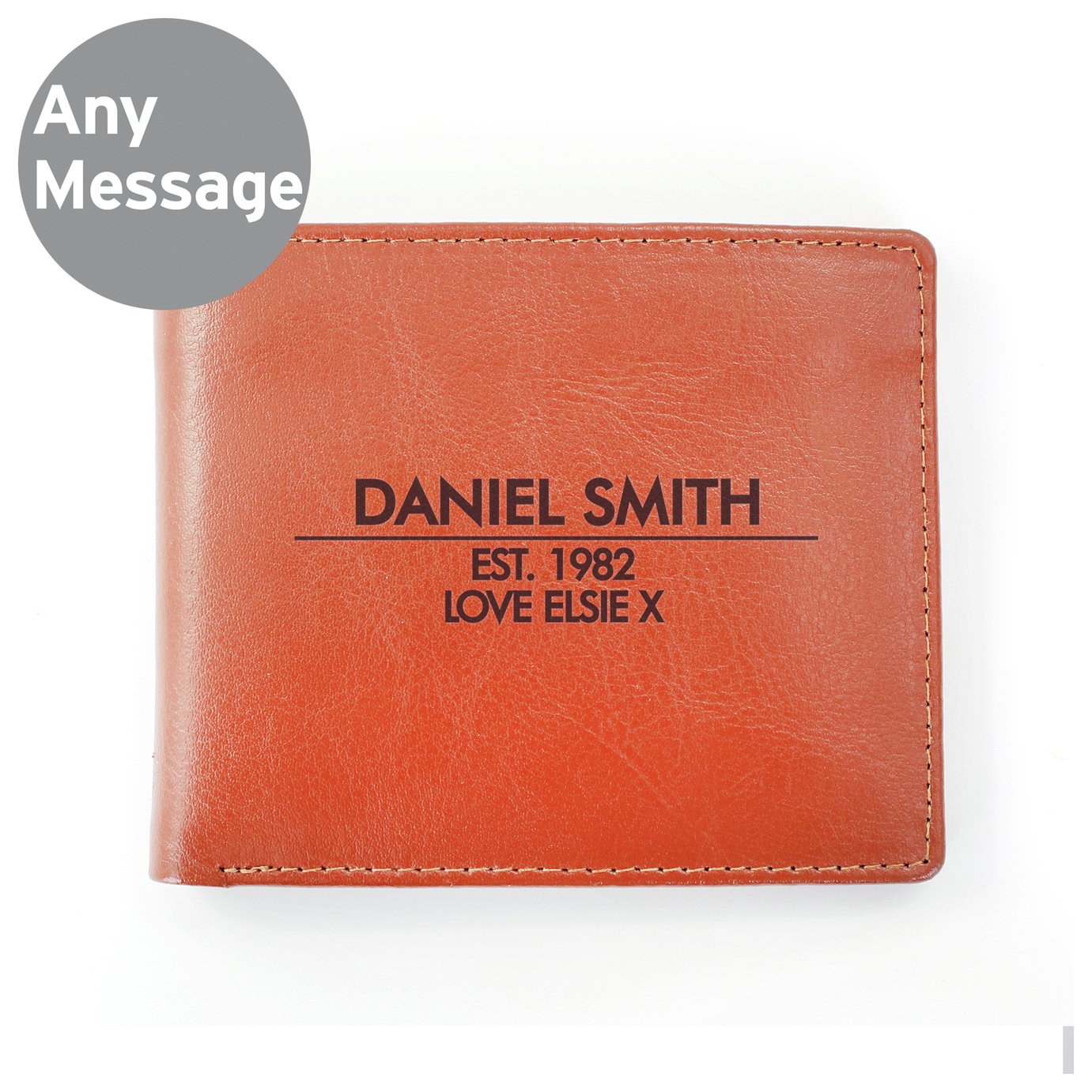 Personalised Message Classic Tan Leather Wallet