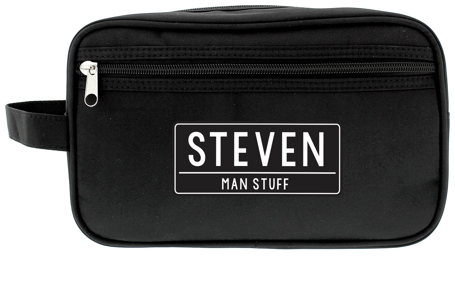 Personalised Message Free Text Black Toiletry Bag