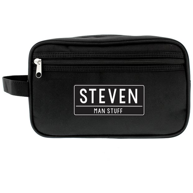 Buy Personalised Message Free Text Black Toiletry Bag Makeup bags and cases Argos