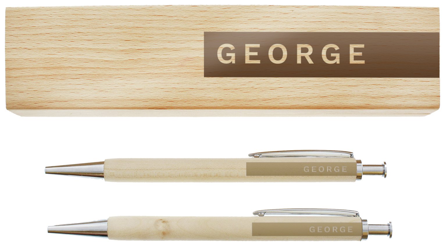 Personalised Message Name Only Wooden Pen And Pencil Set