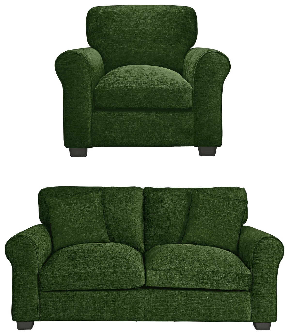 Argos Home Taylor Fabric Chair & 2 Seater Sofa - Green