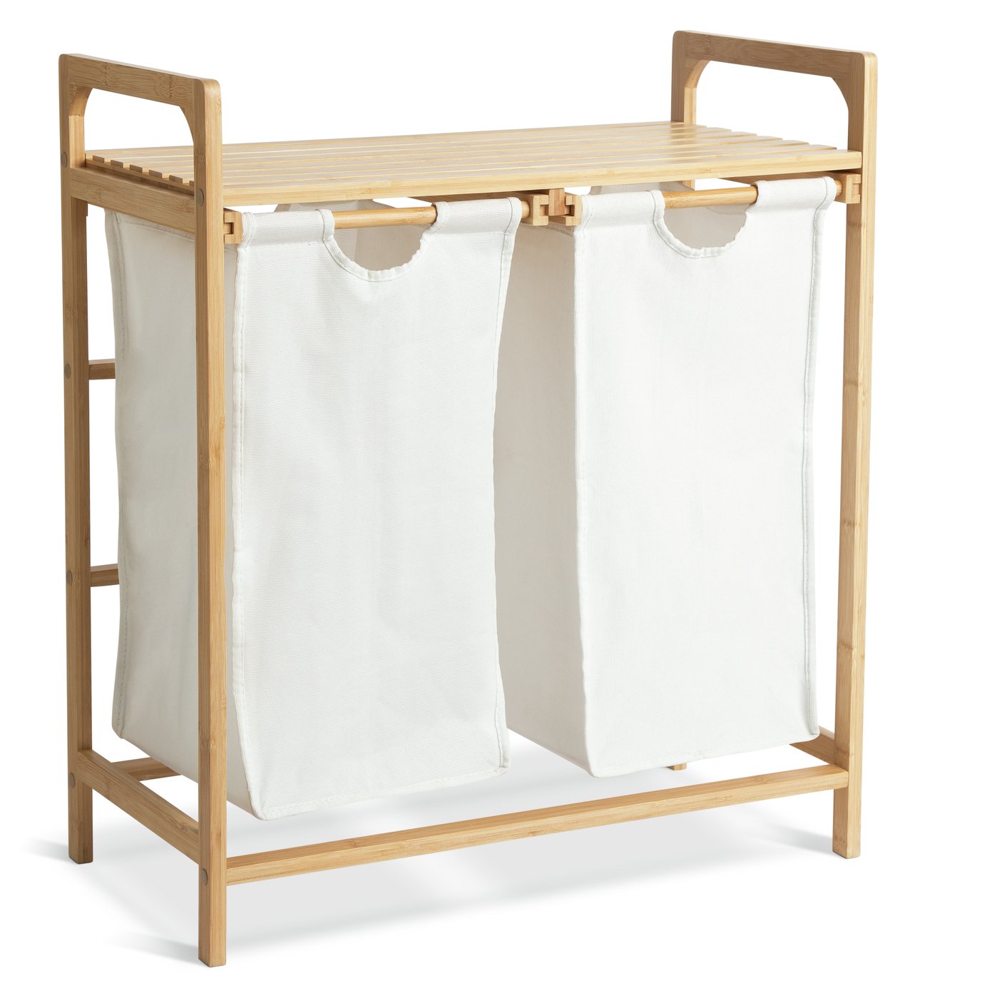 Habitat 38 Litre Bamboo Pull-Out Laundry Hamper - White