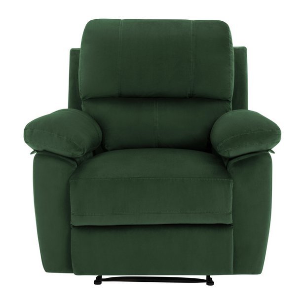 Buy Argos Home Toby Velvet Recliner Chair Green Armchairs and chairs Argos