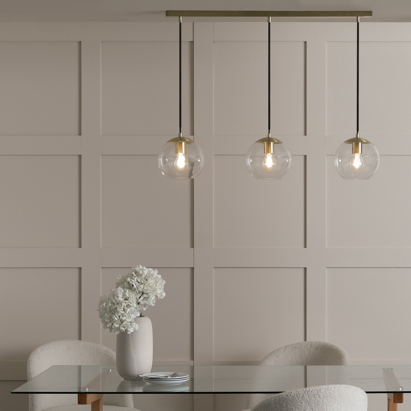 Habitat Coleman 3 Light Pendant Light - Brass